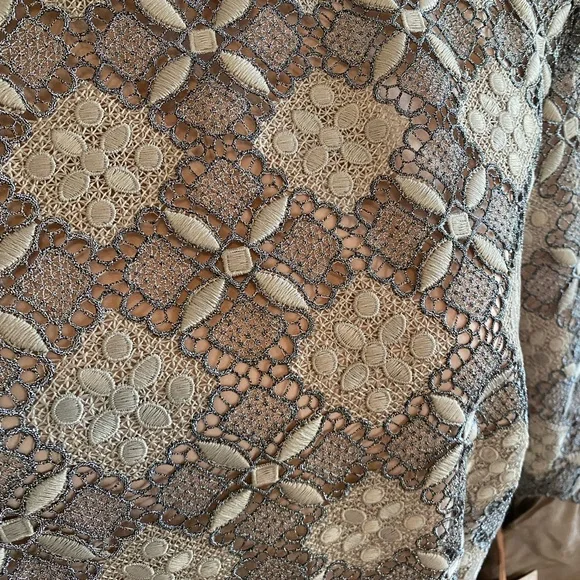 Curete Dress Embroidered Lace Bell Sleeves Taupe Women’s size 10 NWT Wedding - Picture 6 of 12